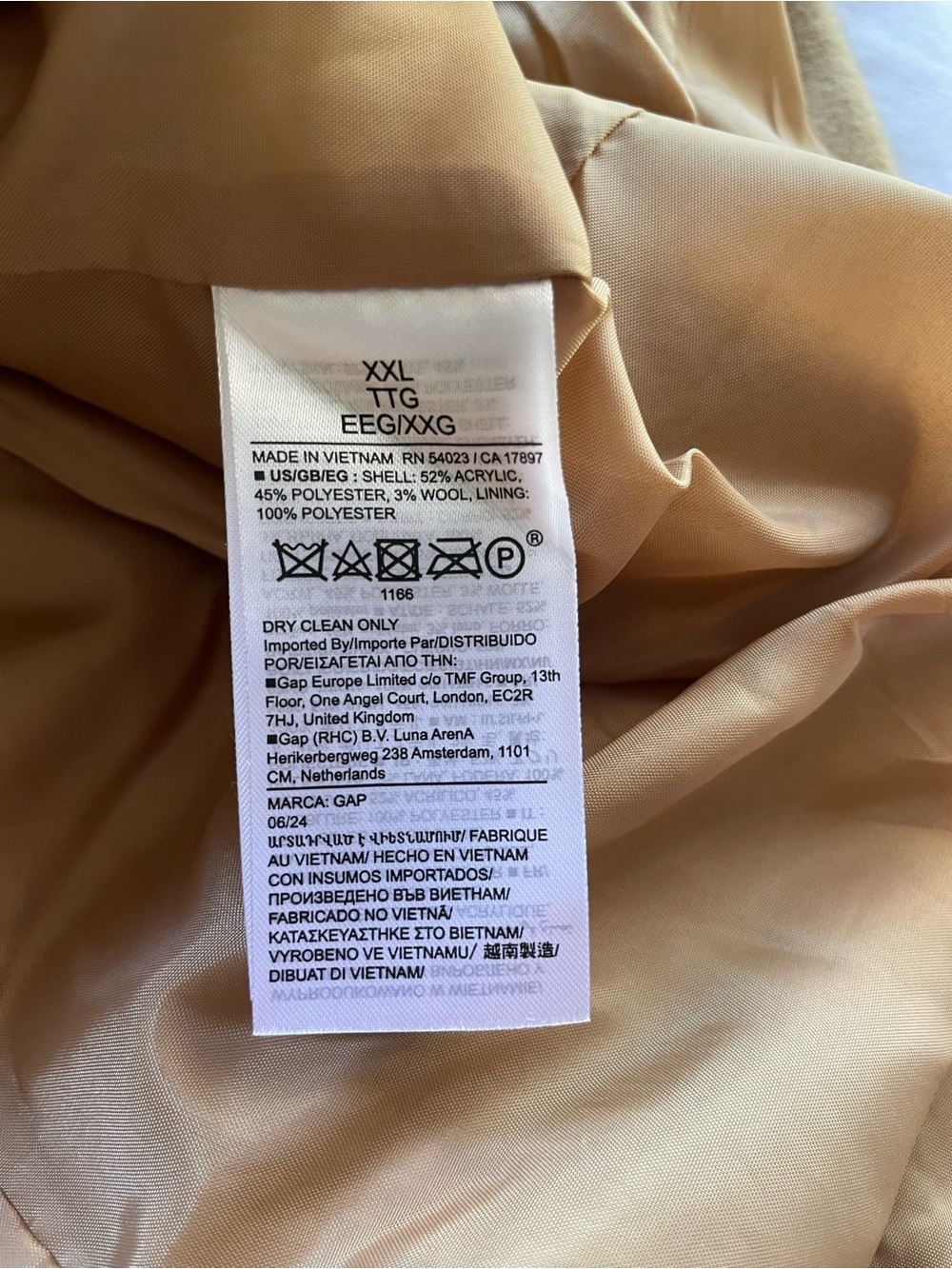Gap Women's Double-Breasted Wool ‘Relaxed Topcoat’ in Camel Size XXL - Picture 5 of 5